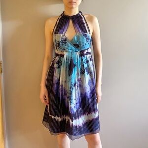 Vintage Y2K Anna Sui silk tie dye dress purple